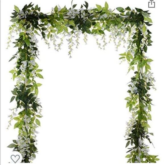 New never used still in packaging white floral decor 6.6ft 4 piece set